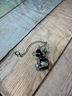 New Silver Crystal Bear Bag Charm Keychain